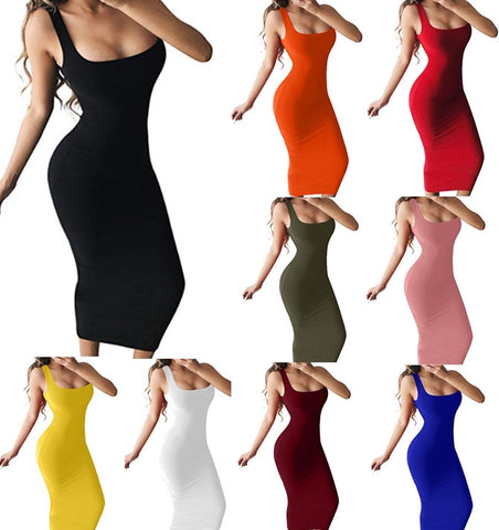 Daily suit OWLPRINCESS 2020 New Women's Sexy Vest Dress Dress Solid Color Women's Dresses