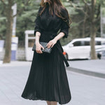 Women's Dress Spring Pleated Fashion 2020 New Plaid Slim High Wasit Long Temperament Office Female Dresses Long Sleeve Casual