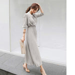 Women's Dress Spring Pleated Fashion 2020 New Plaid Slim High Wasit Long Temperament Office Female Dresses Long Sleeve Casual