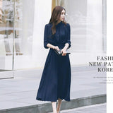 Women's Dress Spring Pleated Fashion 2020 New Plaid Slim High Wasit Long Temperament Office Female Dresses Long Sleeve Casual